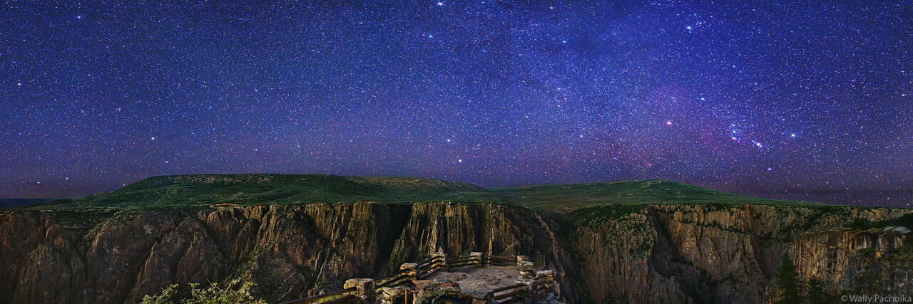 Gunnison Point by Moonlight - Gemini & Orion Rising Panorama