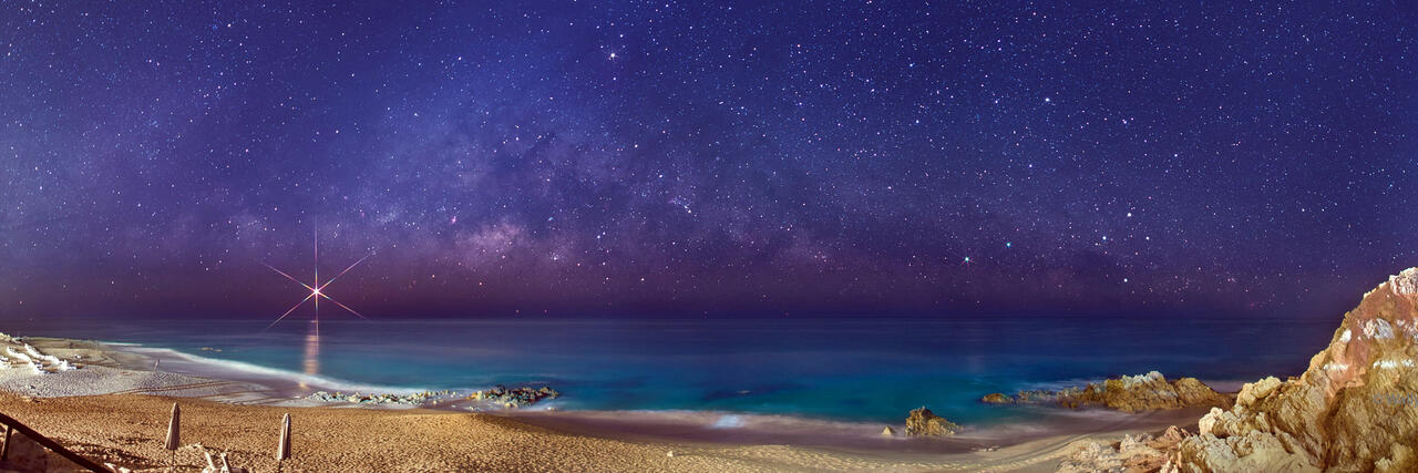 Sea of Cortez - Southern Cross with the Milky Way and Venus Panorama