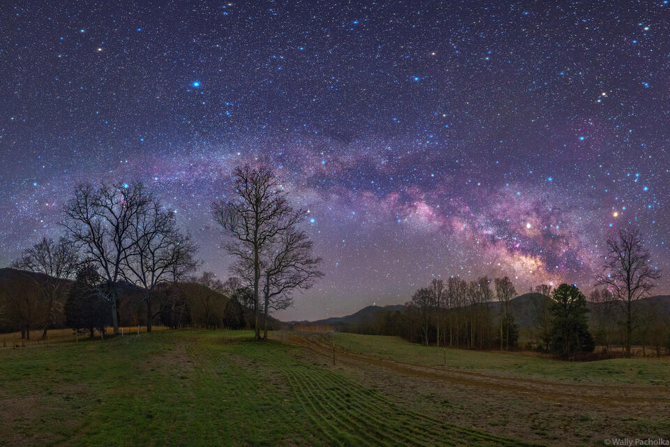 Cades Cove with Milky Way Arch