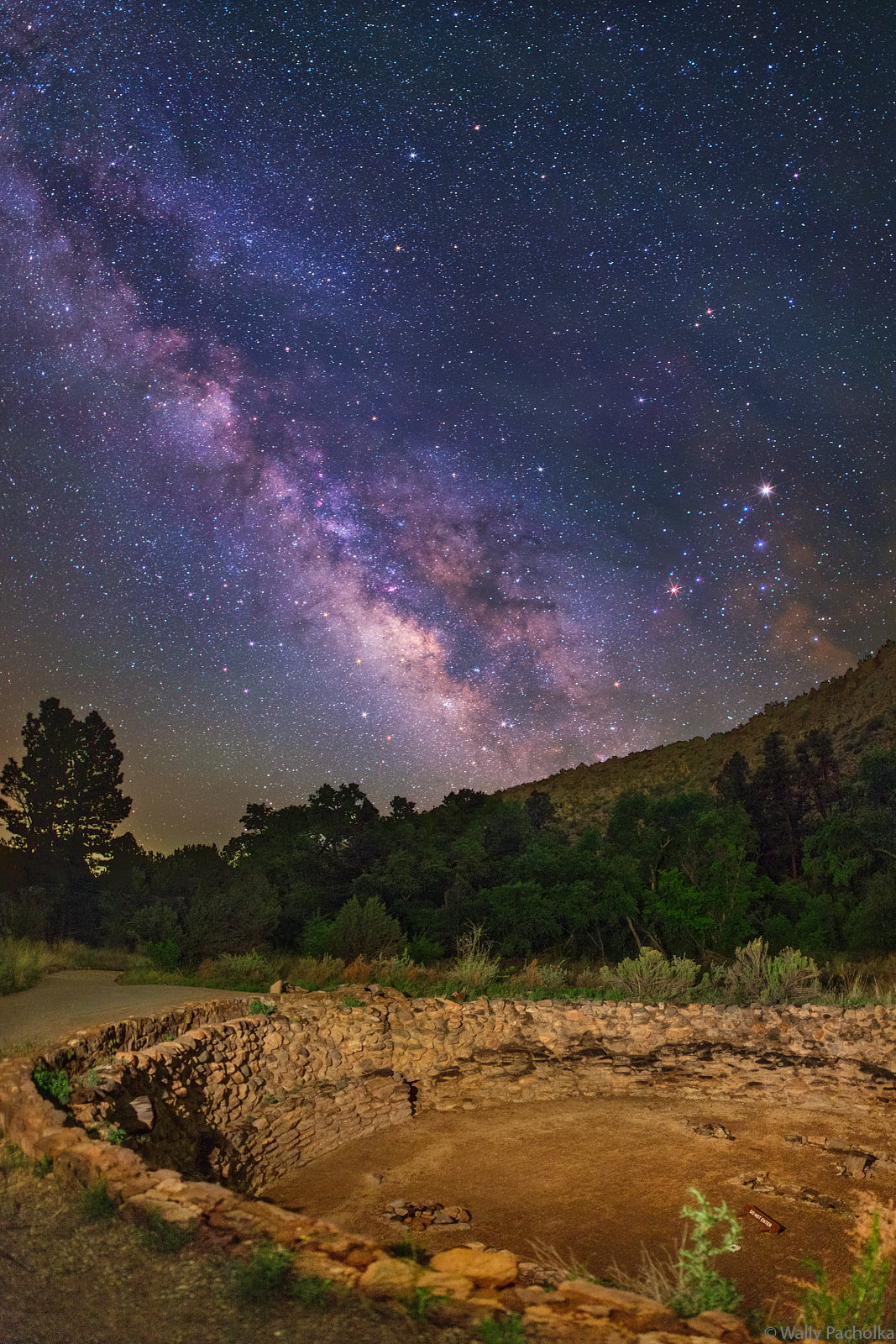 The Milky Way rises over an old indian ceremonial Kiva in Bandelier National Monument.